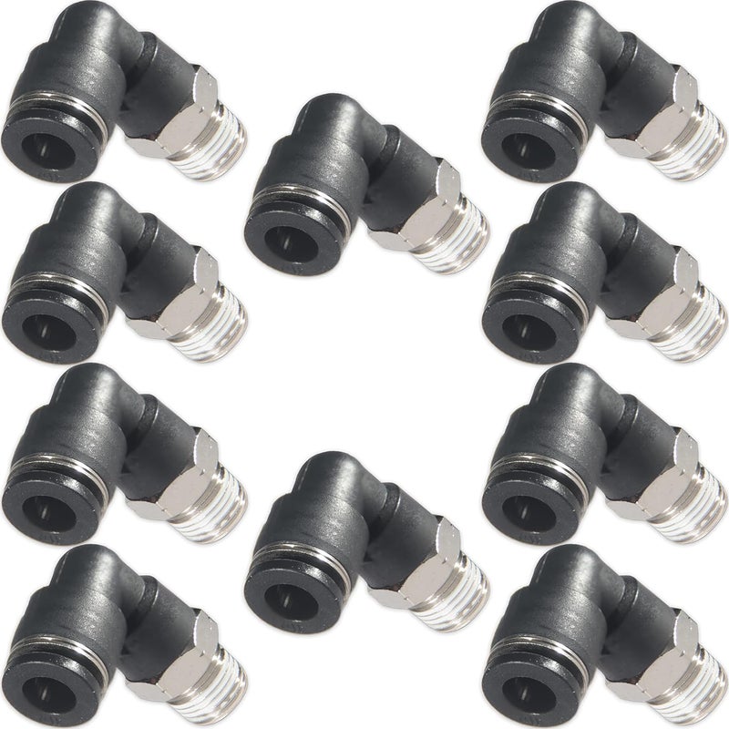 MSAEIQUN 1/4 Air hose fittings, Air fittings Male Elbow 1/4 Inch Tube OD x 1/4 NPT Thread Push to Connect Fitting, PL-1/4-N2 (Pack of 10) (1/4-1/4) - Image 1